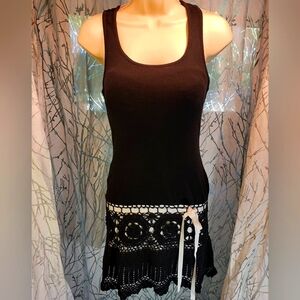 Moda International Black and White Crochet Dress